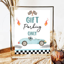 Geschenkparkplatz nur blaues Rennwagen zwei Schnel Poster