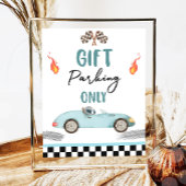 Geschenkparkplatz nur blaues Rennwagen zwei Schnel Poster
