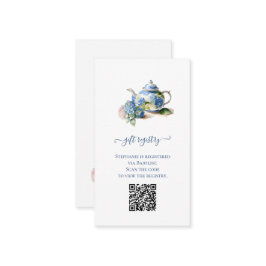 Geschenkregister QR Code Blue Hydrangea Baby Shoot Begleitkarte