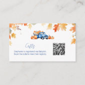 Geschenkregister QR Code Blue Truck Little Pumpkin Begleitkarte (Vorderseite)
