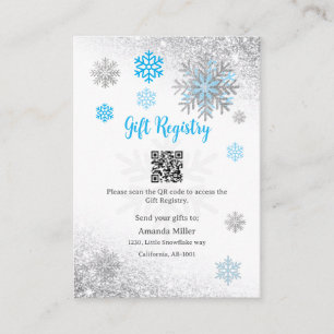 Geschenkregistrierung Schneeflocke Winter-Baby-Par Begleitkarte