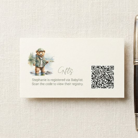 Geschenkregistrierungs-QR-Code Süßer Angel-Teddybä Begleitkarte