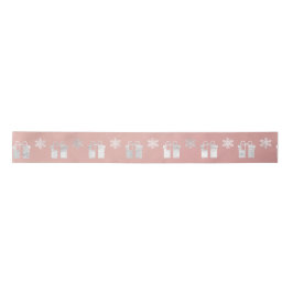 Geschenkschneeflocken Silver Pink Rose Gold Satinband