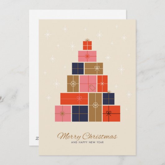 Geschenkstack Weihnachtsbaum Feiertagskarte (Vorne/Hinten)