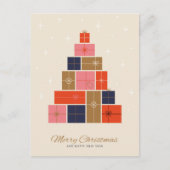 Geschenkstack Weihnachtsbaum Feiertagspostkarte (Vorderseite)