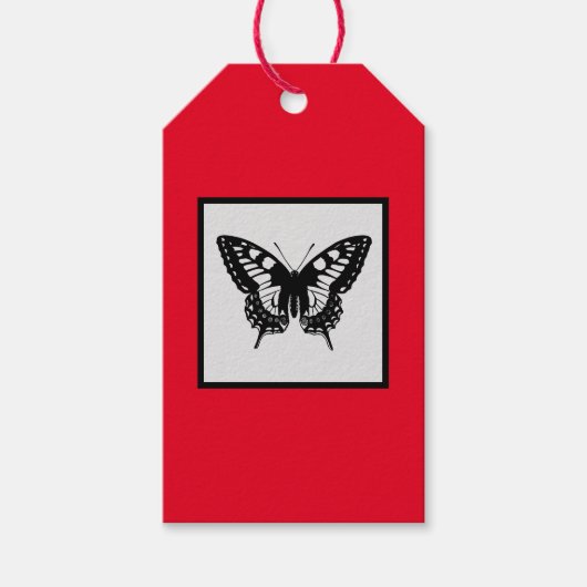 Geschenktafel BUTTERFLY SCHWARZ UND ROT Geschenkanhänger (Vorderseite)