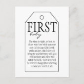 Geschenktafel für Weinflasche - First Baby Postkarte (Vorderseite)