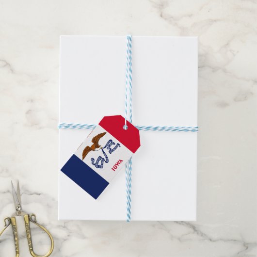 Geschenktafel mit der Fahne des Iowa-Staat, USA Geschenkanhänger (Mit Garn)