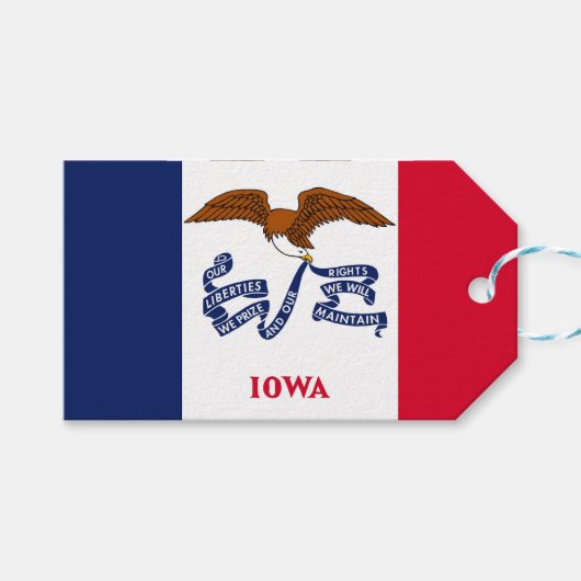 Geschenktafel mit der Fahne des Iowa-Staat, USA Geschenkanhänger (Vorderseite (Horizontal))