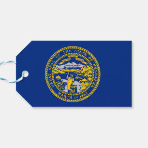 Geschenktafel mit der Fahne des Nebraska-Staat, US Geschenkanhänger