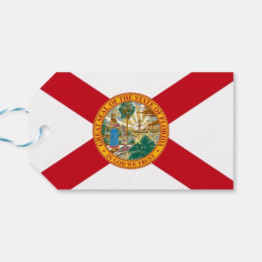 Geschenktafel mit der Flagge von Florida Staat, US Geschenkanhänger (Rückseite Horizontal)