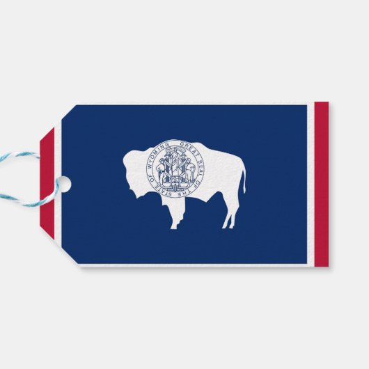 Geschenktafel mit Flagge des Wyoming-Staat, USA Geschenkanhänger (Rückseite Horizontal)