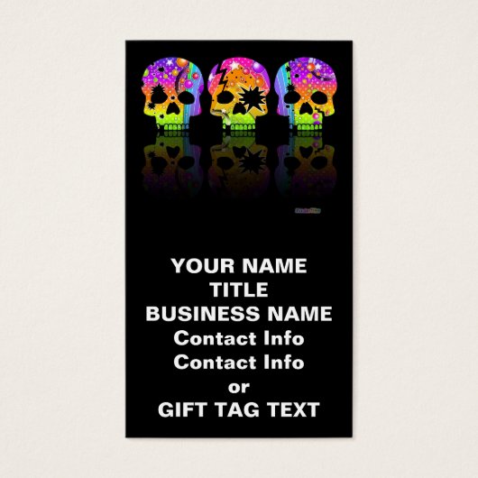 Geschenktafel, Visitenkarte - POP ART SKULLS (Vorderseite)