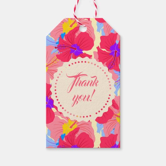 Geschenktag mit Blumenmuster mit Hibiskus Geschenkanhänger (Vorderseite)