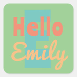 Geschenktag Persönlicher Name Minze grüner Pfirsic Quadratischer Aufkleber