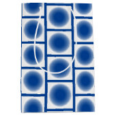 Geschenktasche - Blaue Punkte in Rahmen Mittlere Geschenktüte (Vorderseite)