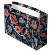 Geschenktasche - Boho Bold Floral Blue Große Geschenktüte (Rückseite Schrägansicht)
