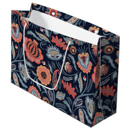 Geschenktasche - Boho Bold Floral Blue Große Geschenktüte