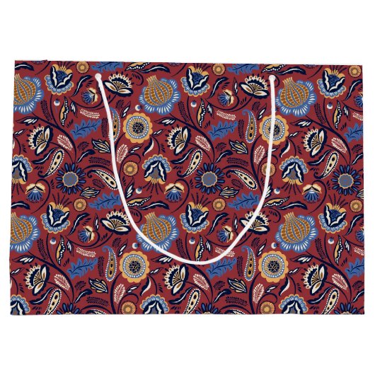 Geschenktasche - Boho Bold Floral Red Große Geschenktüte (Rückseite)