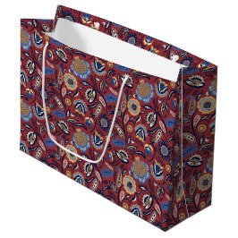 Geschenktasche - Boho Bold Floral Red Große Geschenktüte