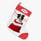 Geschenktasche Border Collie Welpe Snowflake Borde Großer Weihnachtsstrumpf (Vorderansicht (hängend))