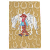 Geschenktasche Cowboy und Pferdebraun Mittlere Geschenktüte (Rückseite)