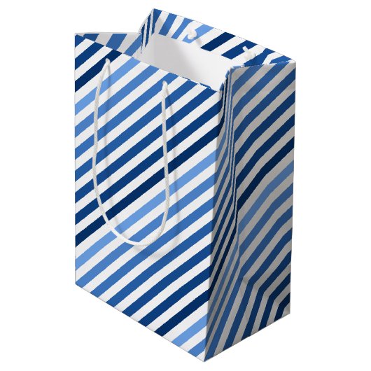 Geschenktasche - Diagonal Blue Lines Mittlere Geschenktüte (Rückseite Schrägansicht)