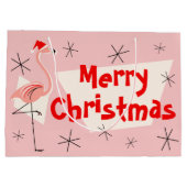 Geschenktasche froher Weihnachten Flamingo-Sankt Große Geschenktüte (Rückseite)