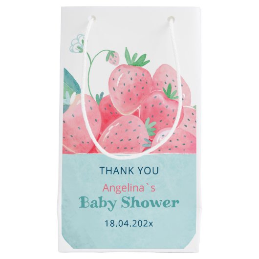 Geschenktasche für Babydusche niedliche Erdbeeren Kleine Geschenktüte (Vorderseite)