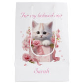 Geschenktasche für Katzen Liebhaber Individuelle N Mittlere Geschenktüte (Rückseite)