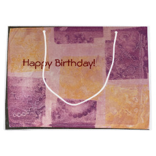 Geschenktasche für lila und Gold Square Design Große Geschenktüte