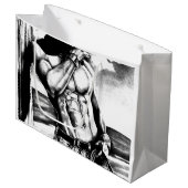 Geschenktasche für Männer Cooler ABS Cowboy Body B Große Geschenktüte (Vorderseite Schrägansicht)