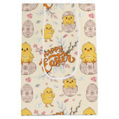 Geschenktasche für niedliches Osterchick Mittlere Geschenktüte (Rückseite)