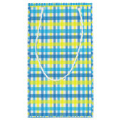 Geschenktasche Gelb und Kariert blau Kleine Geschenktüte (Rückseite)