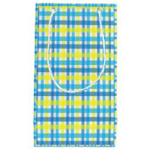 Geschenktasche Gelb und Kariert blau Kleine Geschenktüte (Vorderseite)