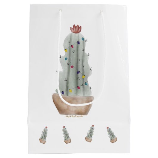 Geschenktasche Holiday Cactus Mittlere Geschenktüte (Rückseite)
