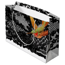 Geschenktasche HUMMINGBIRD UND SCHWARZE FLÄCHE Große Geschenktüte