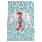 Geschenktasche Junge Cowboy und Pferd Mittlere Geschenktüte (Rückseite)