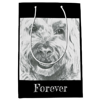 Geschenktasche, Labradoodle, Schwarz & Weiß, Liebe Mittlere Geschenktüte