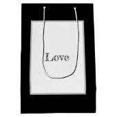 Geschenktasche, Labradoodle, Schwarz & Weiß, Liebe Mittlere Geschenktüte (Rückseite)