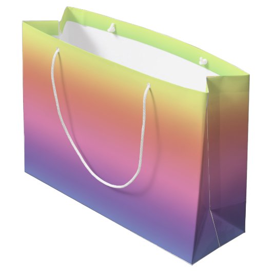 Geschenktasche (LG) - Horizontale Regenbogenstreif Große Geschenktüte (Rückseite Schrägansicht)