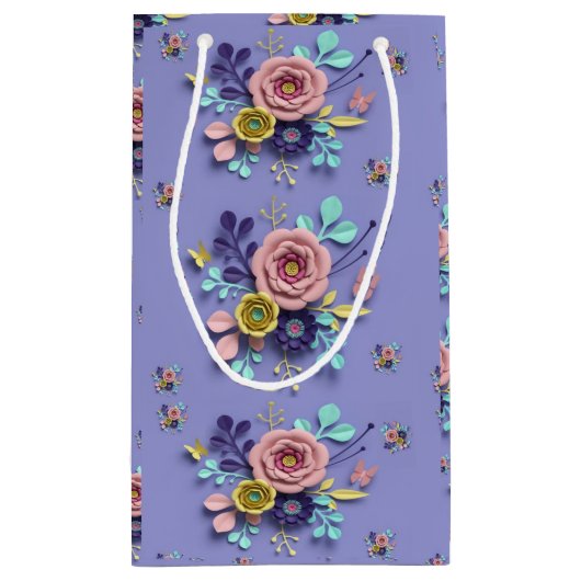 Geschenktasche Lila floral Kleine Geschenktüte (Rückseite)