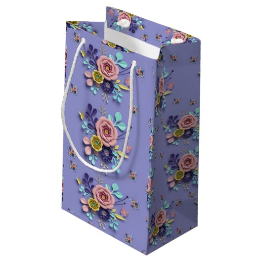 Geschenktasche Lila floral Kleine Geschenktüte (Rückseite Schrägansicht)