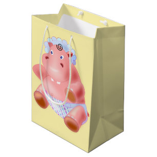 Geschenktasche mit Baby Nilpferd Mittlere Geschenktüte