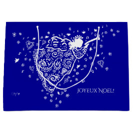 Geschenktasche mit blauem und weißem Engel Große Geschenktüte