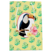 Geschenktasche mit Blumen und tropischen Vögeln Mittlere Geschenktüte (Vorderseite)