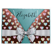 Geschenktasche mit Bow und Herzklammern Große Geschenktüte (Rückseite)