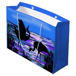 Geschenktasche mit Cranes Bird bei Sunset Lake Große Geschenktüte