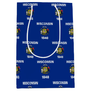 Geschenktasche mit der Flagge von Wisconsin, USA Mittlere Geschenktüte