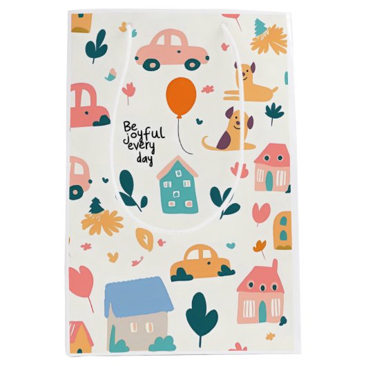 Geschenktasche mit einfachen, farbigen Mustern Mittlere Geschenktüte (Vorderseite)